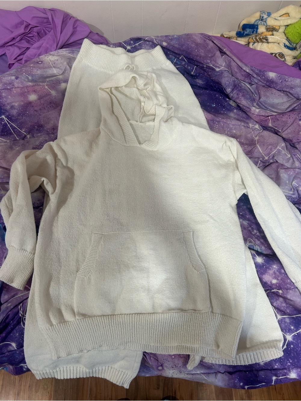 White Knit Hoodie Sweater and pants - Women